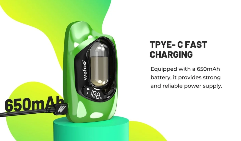 type-c fast charging of the green vape